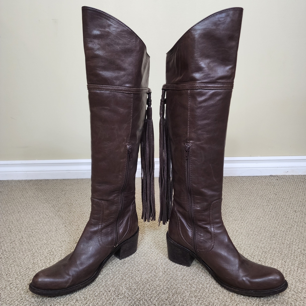 Equestrian Style Over the Knee Boots by Pura Lopez Sz 7.5 Spanish Leather Brown
